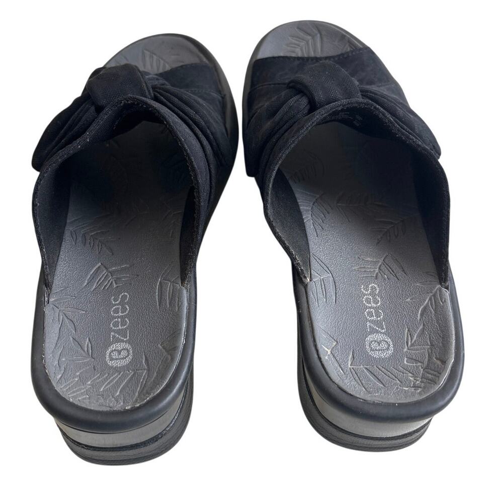 Bzees Black Bow Slide Sandals 8.5M Wedge Comfort Slip On EU 39 - Picture 3 of 7